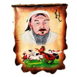 Mongolská Malba Kůží Mongolská Etnická řemesla Čingischán Závěsný Obraz Jurta Restaurace Dekorace Přívěsek Svitek Obraz