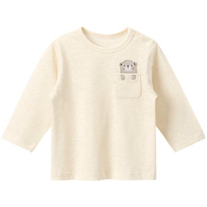 
[Bamboo cotton] Wooden cotton baby long-sleeved T-shirt spring and autumn male and female baby pure cotton clothes cartoon tops