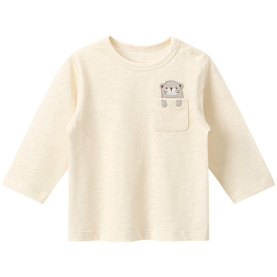 
[Bamboo cotton] Wooden cotton baby long-sleeved T-shirt spring and autumn male and female baby pure cotton clothes cartoon tops