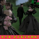 Ретро одежда подходит для фотосессий для влюбленных, черное свадебное платье, рукава фонарики