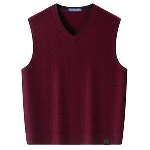 
[100% Wool] Montagut Men's Wool Vest Winter V-neck Vest Vest Knitted Sweater Jacquard Sweater Warm J