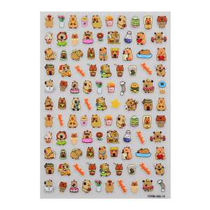 
Children's cute cartoon 5D embossed luminous nail stickers for girls baby Kapi Barra manicure stickers decoration stickers