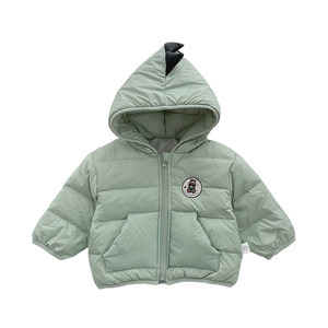 
Baby winter cartoon warm down jacket boy plus velvet base shirt baby girl thickened casual pants set