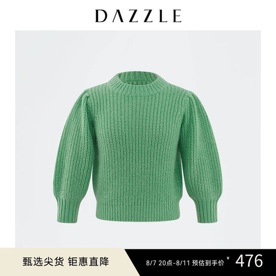 DAZZLE地素 奥莱粗针织泡泡袖圆领毛衣女2D4E3011O