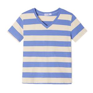 
Large size women's loose cotton short-sleeved t-shirt women's summer 2026 new belly-covering striped v-neck t-shirt top