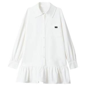 
KEIKO temperament ruffled white shirt dress 2026 spring inner layering A-line skirt base skirt