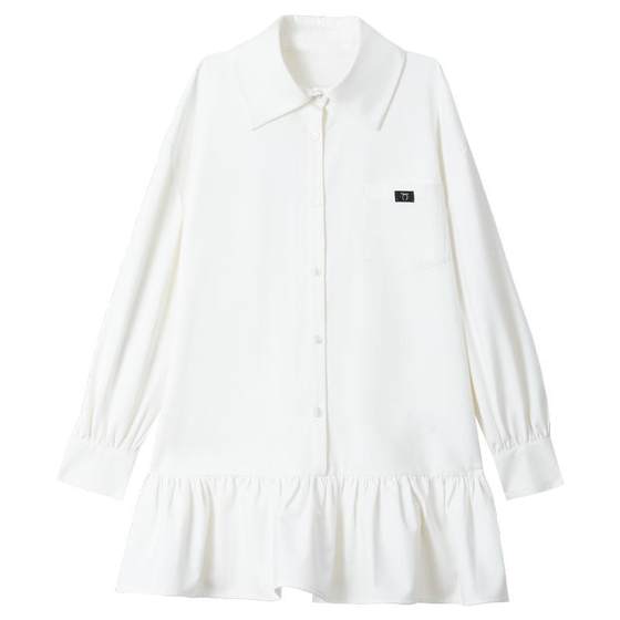 
KEIKO temperament ruffled white shirt dress 2026 spring inner layering A-line skirt base skirt