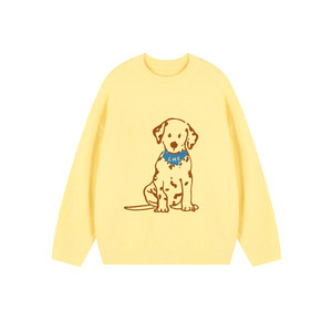 
lemanism American trendy brand cartoon puppy round neck sweater for men 2025 autumn and winter couple style sweater inner wear for women