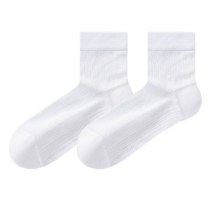 Mulberry silk socks for men in summer thin mid-calf socks mesh breathable yarn stockings white anti-odor sports socks for men