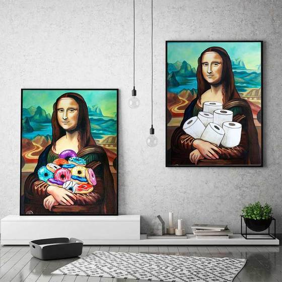 Painting Print Funny Toilet Wall Art Mona Lisa Bathroom Pape