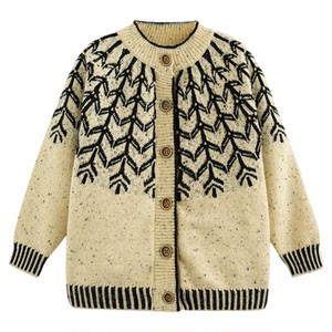 
Yantaijia children's retro literary sweater autumn and winter children's clothing boy's off-white sweater baby cardigan coat spring
