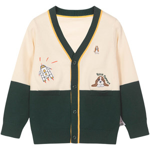 
[Clearance] Hush Puppies Children's Clothing Boys' Sweaters Children's Spring and Autumn Cartoon Cardigans Children's V-neck Sweater Jackets