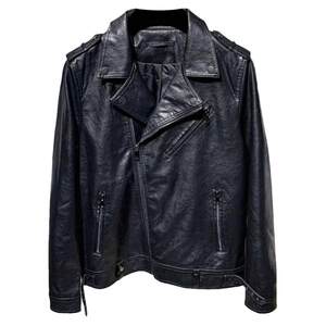 
Leather jacket men's trendy brand new Korean style slim and handsome Internet celebrity Pi Shuai motorcycle diagonal zipper plus velvet leather jacket