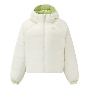 
PUMA white hooded thickened bread jacket autumn and winter women's quilted jacket with logo details 635731-87