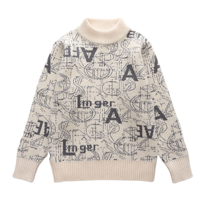 
Boys sweater 2025 autumn and winter new children's thickened half-high neck boy base knit top medium big children's trend