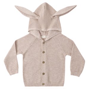 
Quincy mae hooded 26 spring knitted cardigan jacket for men and women New Year rabbit ears sweater jacket top