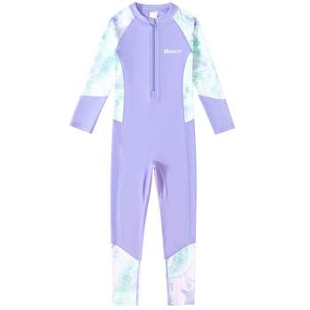 Yuke girls' one-piece long-sleeved swimsuit with sun protection and warmth