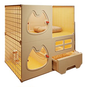 
Cat cage, extra large free space, household indoor cat nest and toilet, one bedroom, one living room, one bathroom, luxury cat villa