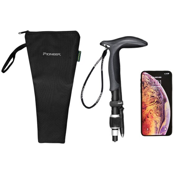 
Trailblazer curved handle carbon fiber trekking pole, ultra-short retractable 99% carbon folding pole, crutch old man's stick