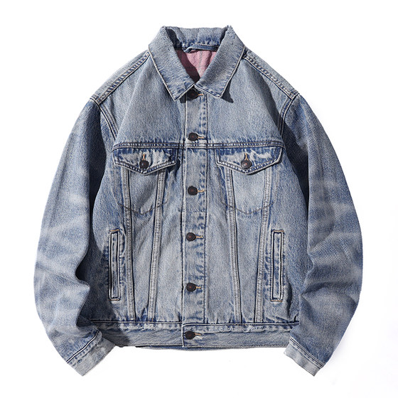 
Yuxi's new European and American style retro washing and old denim jacket men's fashion brand loose straight jacket B1494