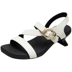 
Qianbaidu Sheepskin Thick High Heel Fashion Sandals Women's New Open Toe Shit Feeling Matching Skirt Sandals Versatile Style