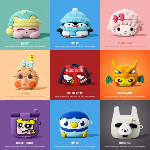 Cute Kirby Penguin Hello Kitty Charmander Piplup 102 AirPods Cases for AirPods 4, AirPods 3 & AirPods Pro 3 and 2
