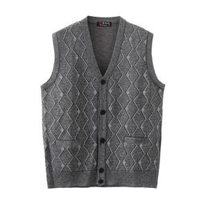 
Middle-aged and elderly men's velvet thickened vest Dad's spring and autumn knitted large size V-neck loose cardigan waistcoat