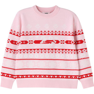 
Annai children's clothing boys and girls round neck long-sleeved sweater sweater 2026 Spring and New Year Fair Isle jacquard