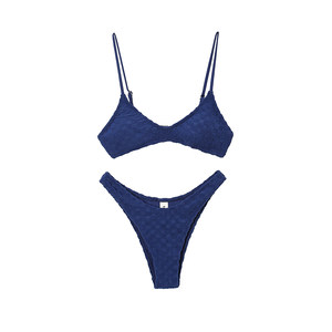 
Limone seaside split swimsuit hot spring sexy blue triangle cup black skin hottie bikini swimsuit holiday style