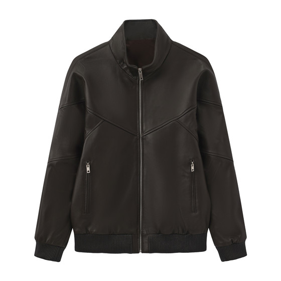 
Niaojia Men's Clothing Store Same Style 2025 Autumn and Winter New Sheep Leather Jacket Stand Collar Leather Jacket B1BDF4F01