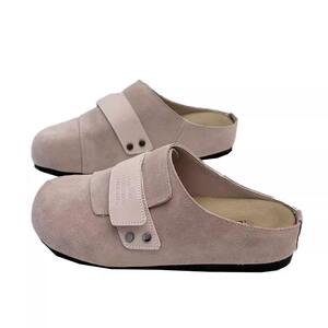 
Brand genuine leather retro Birkenstock shoes for women with toe caps, spring and summer thick-soled versatile casual lazy slip-ons and half slippers