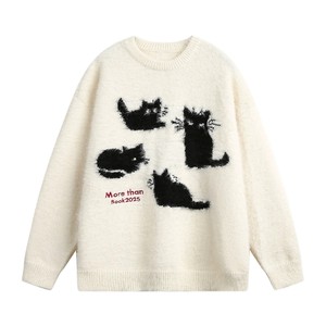 
Wukong has a trendy brand cat mohair round neck sweater for men and women autumn and winter loose couple lazy pullover sweater