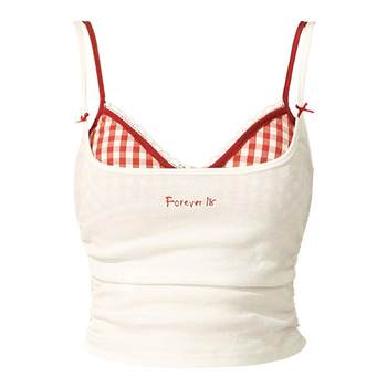 Lace Plaid Bra Camisole MAMC Slim Fit