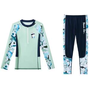 
Pull back children's swimsuit boys 2026 new summer split long-sleeved trousers sun protection quick-drying middle and large children's swimsuit