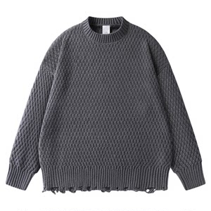 
Xiaobin's national trendy round-neck sweater for men and women in autumn and winter new pullover honeycomb pattern loose long-sleeved couple's bottoming shirt knitted