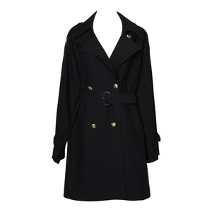 DPLAY 2025 autumn new black windbreaker jacket for women's fashionable atmospheric casual loose mid-length coat