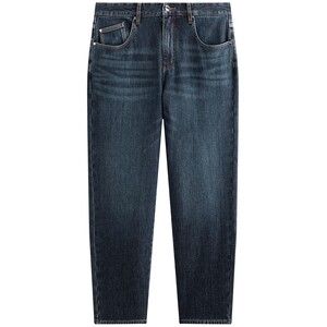 
PEACEBIRD Men's Winter Warm Plus Velvet Washed Jeans American Retro Dark Blue Straight Pants for Men