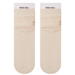 Pure cotton socks for women's middle tube spring and autumn Maillard idea ins trendy boneless pile socks autumn and winter coffee confinement socks
