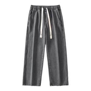 VIISHOW jeans men's tide brand summer American retro casual black trousers drawing rope straight pants spring and autumn
