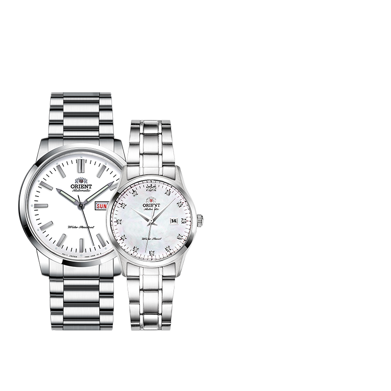 Orient/东方 Orient东方双狮全自动机械手表休闲钢带日历原装进口时尚情侣手表