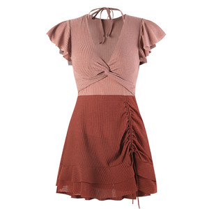 
UU Hot Spring Swimwear/Retro White Steel Support Gathered Floating Sleeves One-piece Skirt Swimsuit Women's Belly Covering and Slimming Vacation