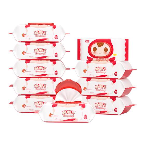 
Shunshuner Wet Wipes Premium Baby Hand and Mouth Special Wet Wipes Newborn Baby Children's Wet Wipes 80 Pumps 10 Pack