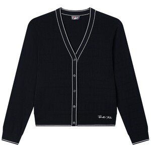 
FILA official women's braided jacket 2025 summer new fashion casual and comfortable V-neck sweater cardigan