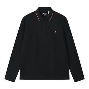 
FILA official men's knitted long-sleeved POLO shirt 2025 winter new casual basic cotton top