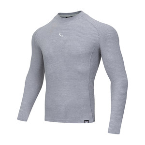 
OMG Sports pit stripe fitness long-sleeved T-shirt men's spring and autumn bottoming shirt sports casual tight clothes elastic