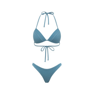 
Yukari Swim2026 new high-end split swimsuit seaside vacation denim blue boxer bikini