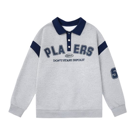 
New spring and autumn style teenagers long-sleeved T-shirt sweatshirt for boys, junior and senior high school students lapels, big children men's clothing tops