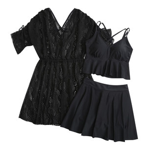 
Swimwear for women 2026 new high-end split three-piece set for fat girls covering belly plus size conservative hot spring swimsuit