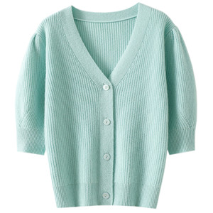 
Strongly recommended ~ Thickened 100% pure cashmere cardigan for women V-neck mid-sleeve pure cashmere sweater autumn and winter top