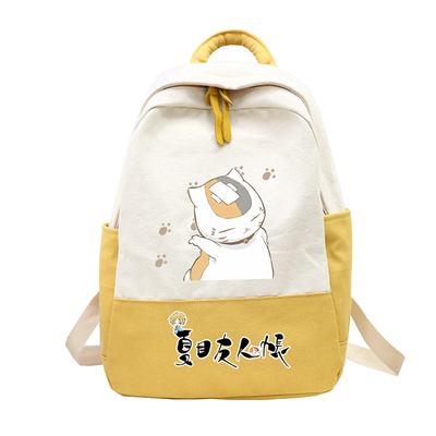taobao agent Anime Natsume Friends, Cat Teacher Teacher Around the student Harajuku's contrasting color schoolbag, two -dimensional shoulder bag customization